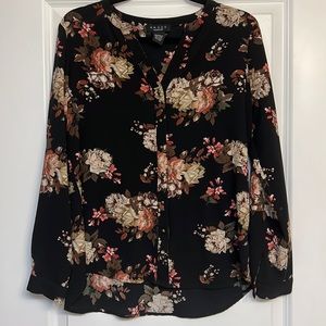 Grace Floral Long Sleeve Button Down Blouse - M